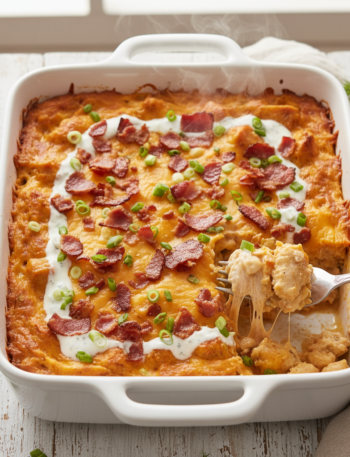 Feature image for yummy Keto & Low carb Chicken Bacon Ranch Casserole Recipe