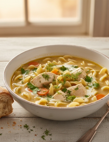 Feature image for yummy Keto & Low carb Chicken Noodle Soup Recipe