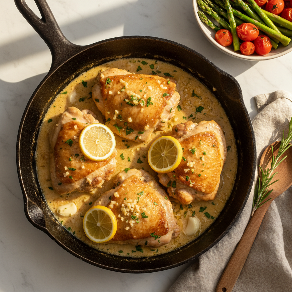 Feature image for yummy Keto & Low carb Garlic Butter Chicken Recipe