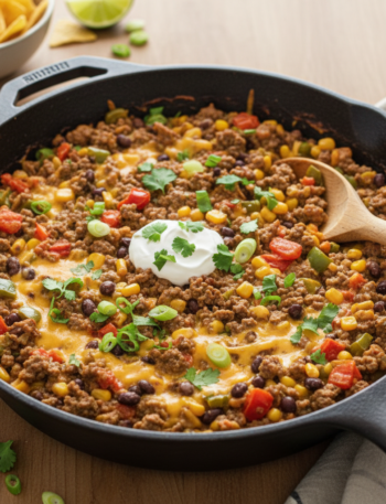 Feature image for yummy Keto & Low carb Ground Beef Skillet Recipe