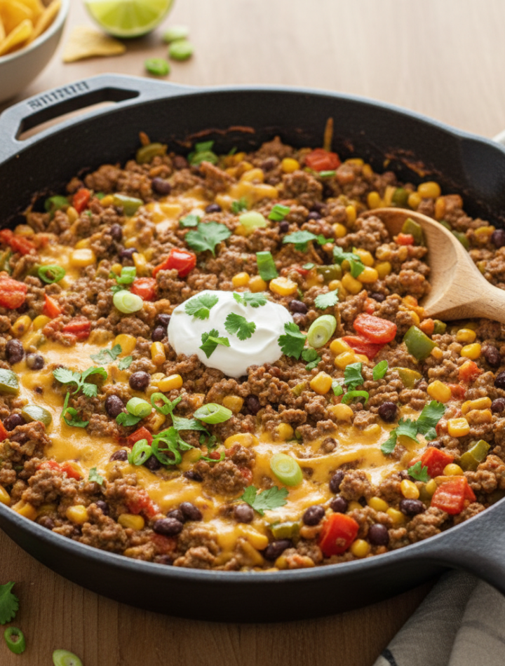 Feature image for yummy Keto & Low carb Ground Beef Skillet Recipe