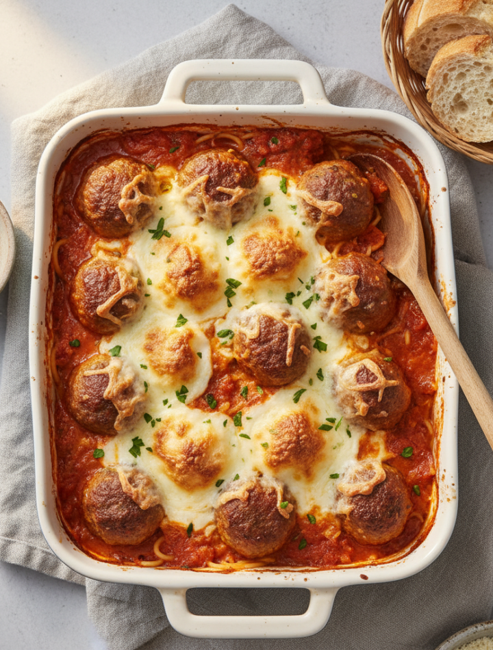 Feature image for yummy Keto & Low carb Meatball Casserole Recipe