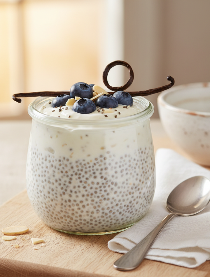 Feature image for yummy Keto & Low carb Vanilla Chia Pudding Recipe