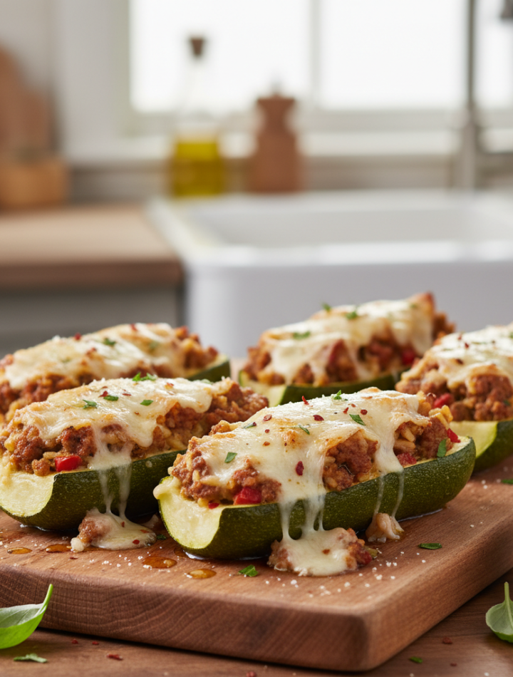 Feature image for yummy Weight Watchers Stuffed Zucchini Boats Recipe