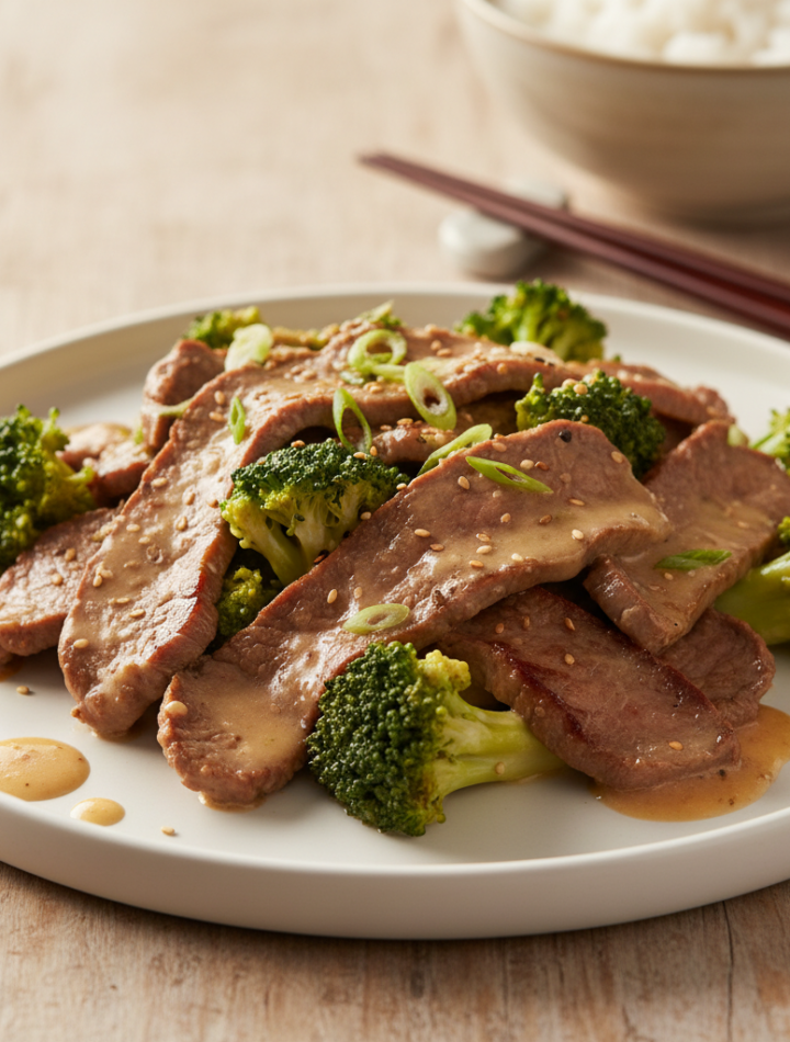 Feature image for yummy Keto & Low carb Beef and Broccoli Recipe