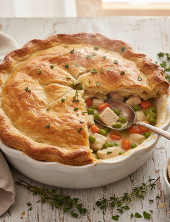 Feature image for yummy Keto & Low carb Chicken Pot Pie Recipe