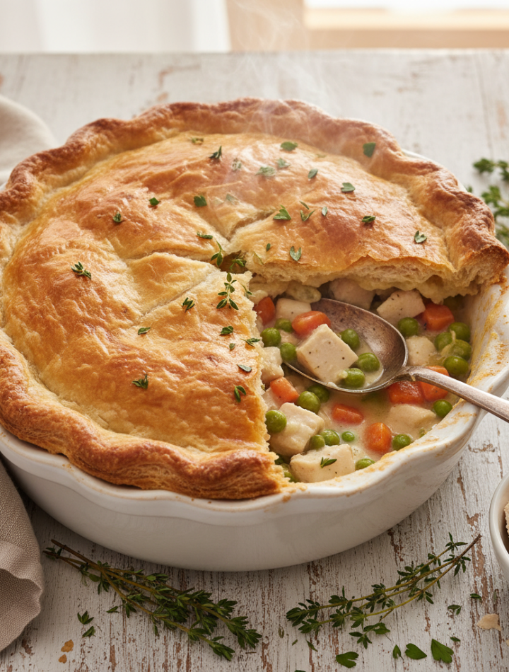 Feature image for yummy Keto & Low carb Chicken Pot Pie Recipe