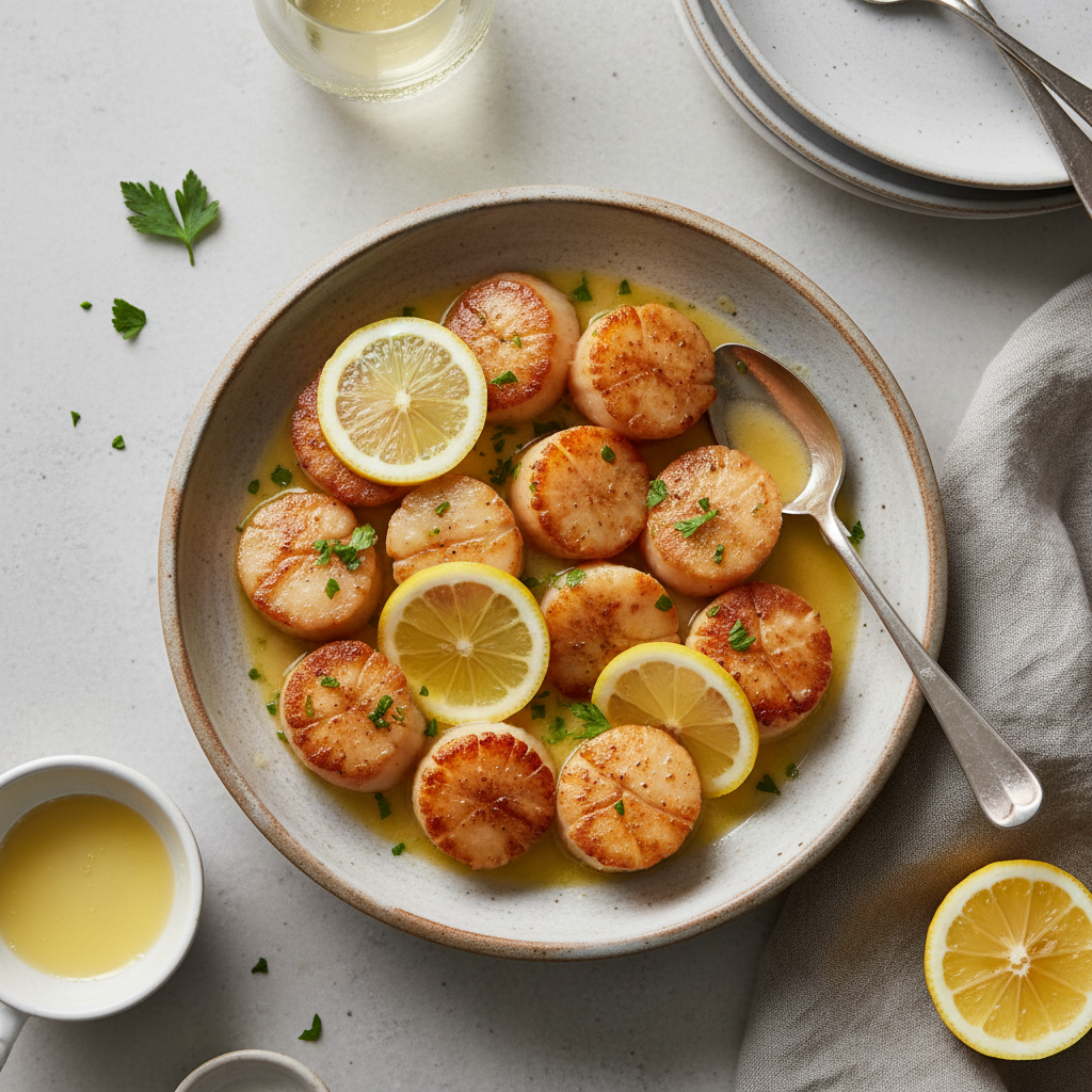 Keto Low Carb Lemon Butter Scallops