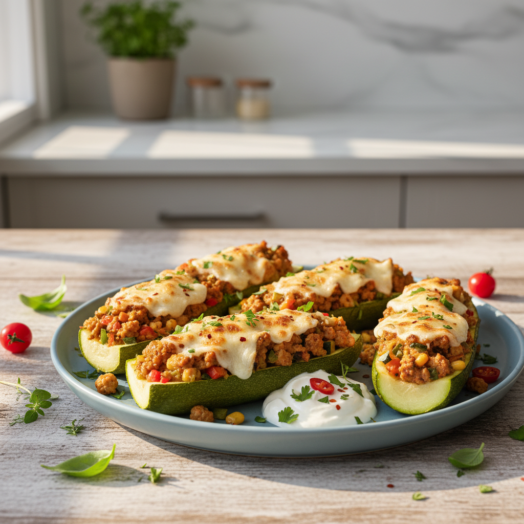 Keto & Low-Carb Turkey Zucchini Boats