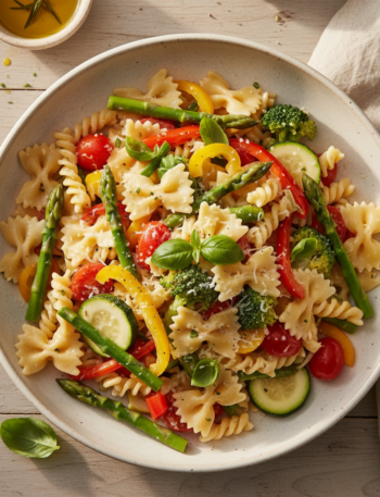 Feature image for yummy Keto & Low carb Veggie Pasta Primavera Recipe
