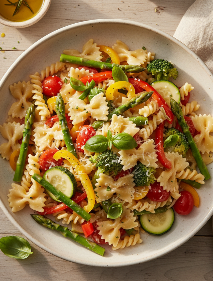 Feature image for yummy Keto & Low carb Veggie Pasta Primavera Recipe