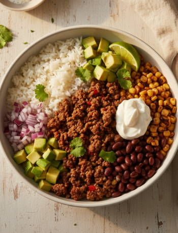 Feature image for yummy Keto & Low carb Burrito Bowl Recipe