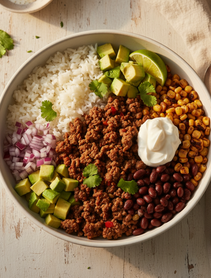 Feature image for yummy Keto & Low carb Burrito Bowl Recipe