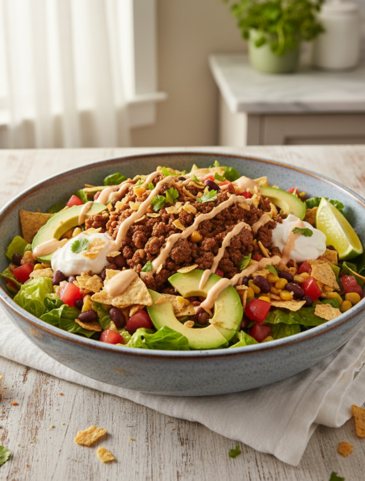 Feature image for yummy Keto & Low carb Taco Salad Recipe