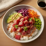 Feature image for yummy Keto & Low carb Tuna Poke Bowl Recipe