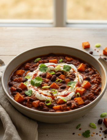 Feature image for yummy Weight Watchers Sweet Potato Black Bean Chili Recipe