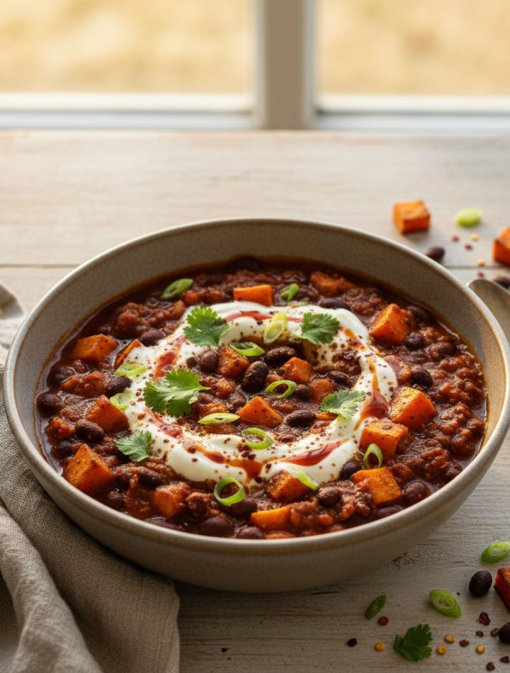 Feature image for yummy Weight Watchers Sweet Potato Black Bean Chili Recipe